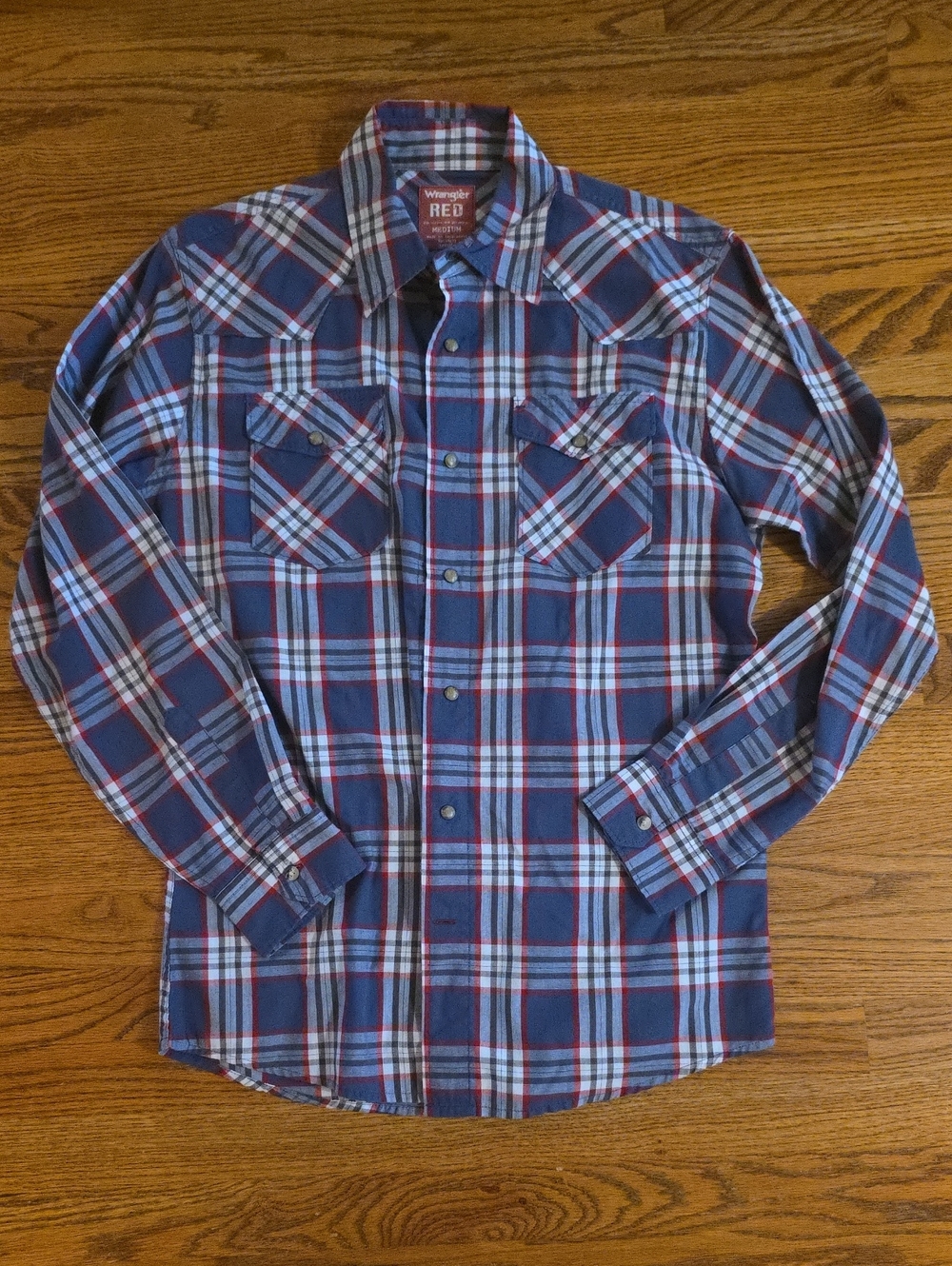 Wrangler Plaid Button-Down Shirt - Blue/Red